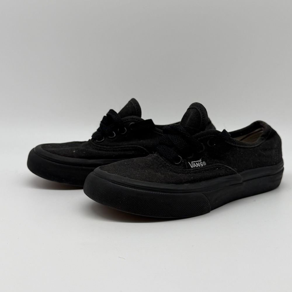 Vans Authentic Sneakers Kids Size 11 Black Canvas Low Top Skate Shoes